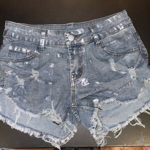 Distressed Denim Shorts
